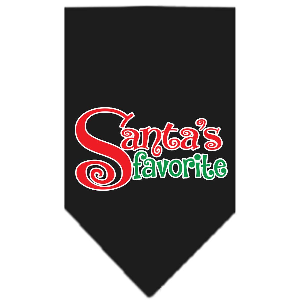 Santas Favorite Screen Print Pet Bandana Black Size Large