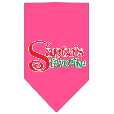 Santas Favorite Screen Print Pet Bandana Bright Pink Size Large