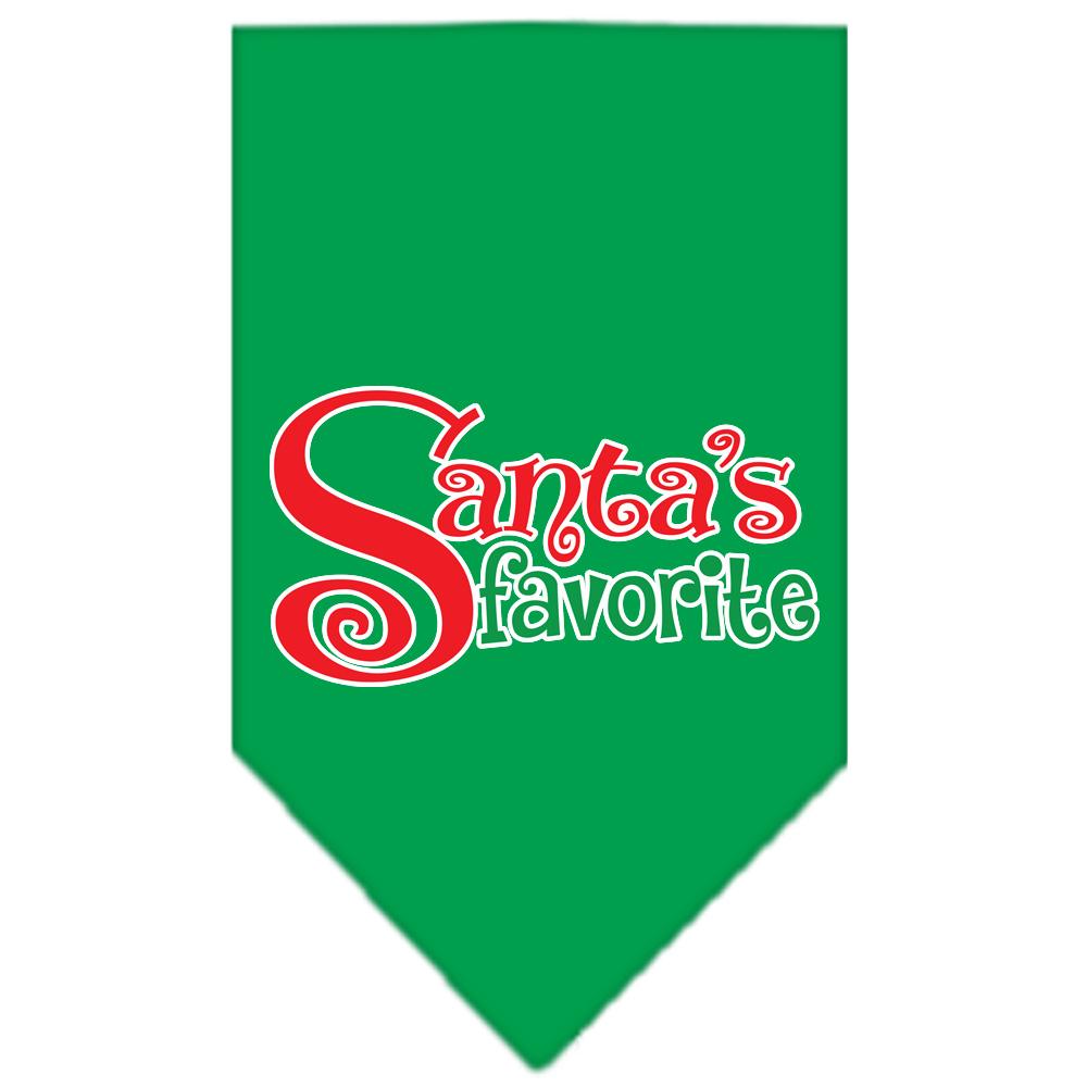 Santas Favorite Screen Print Pet Bandana Emerald Green Size Large