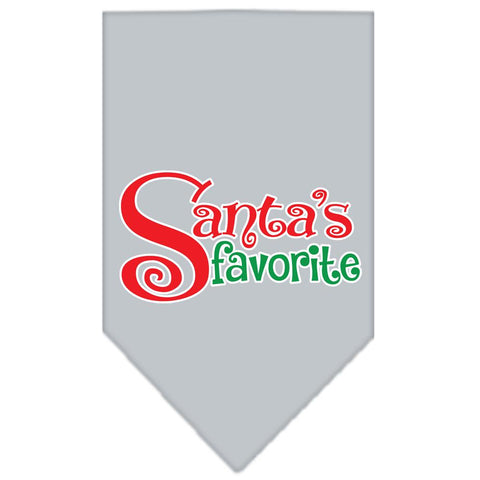 Santas Favorite Screen Print Pet Bandana Grey Size Large