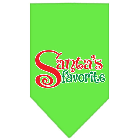 Santas Favorite Screen Print Pet Bandana Lime Green Size Large