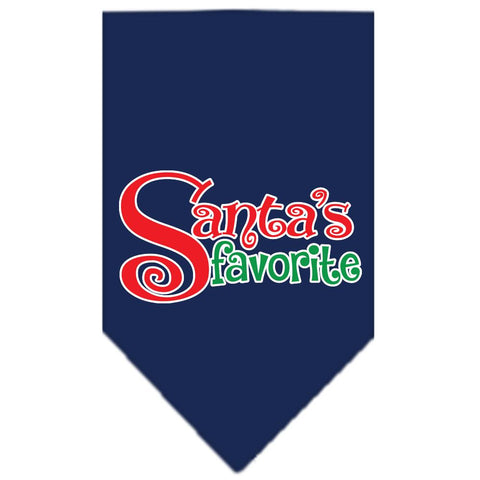 Santas Favorite Screen Print Pet Bandana Navy Size Large