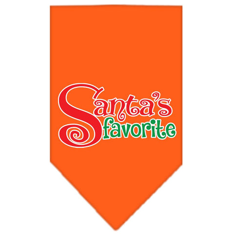 Santas Favorite Screen Print Pet Bandana Orange Size Large