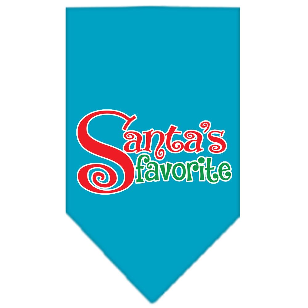 Santas Favorite Screen Print Pet Bandana Turquoise Size Large