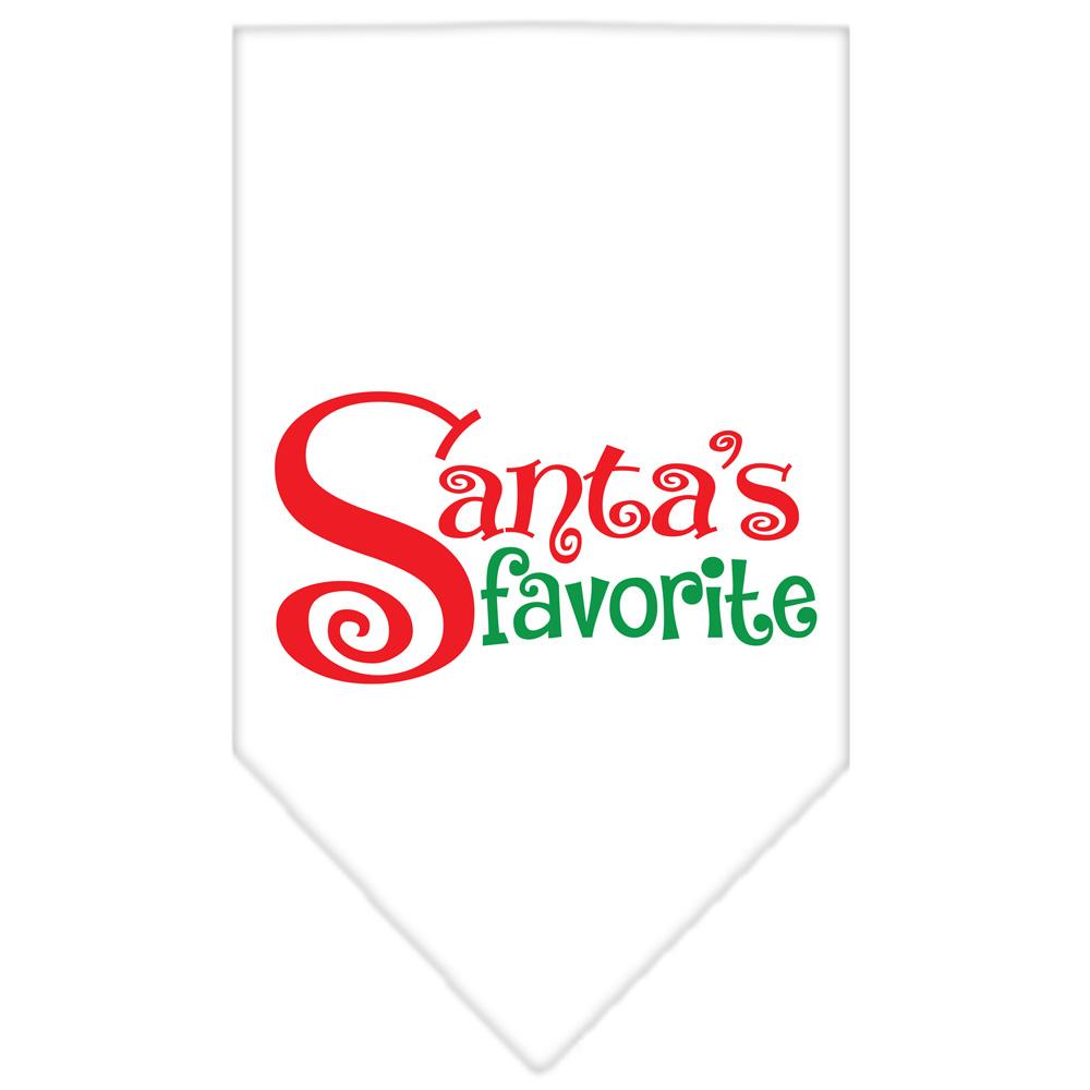 Santas Favorite Screen Print Pet Bandana White Size Large