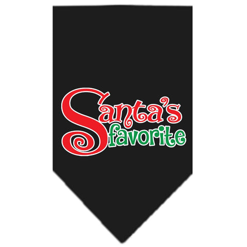 Santas Favorite Screen Print Pet Bandana Black Size Small