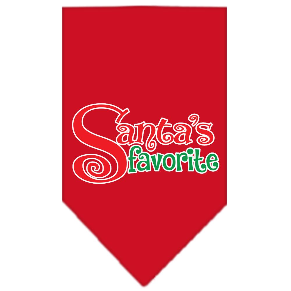 Santas Favorite Screen Print Pet Bandana Red Size Small