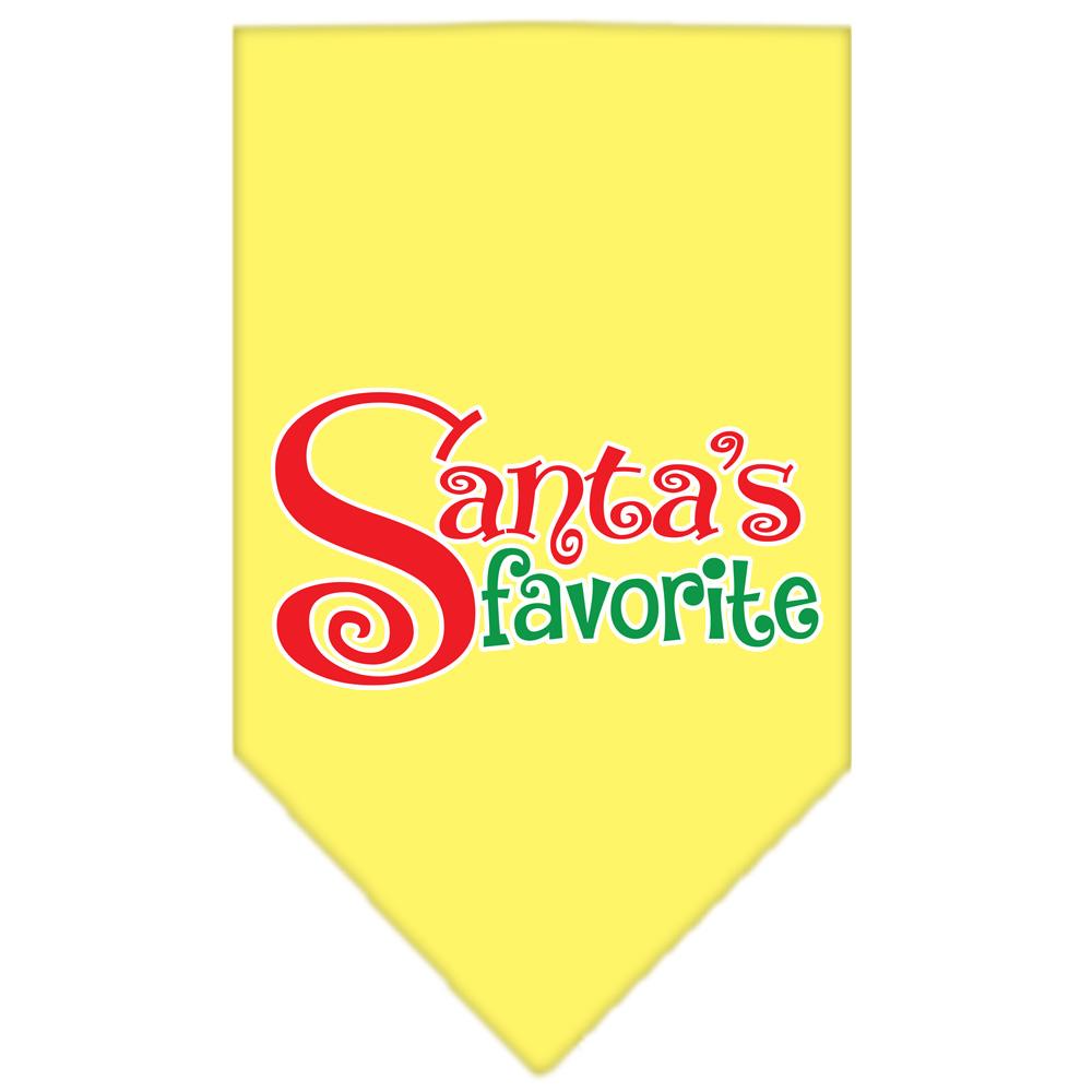 Santas Favorite Screen Print Pet Bandana Yellow Size Small