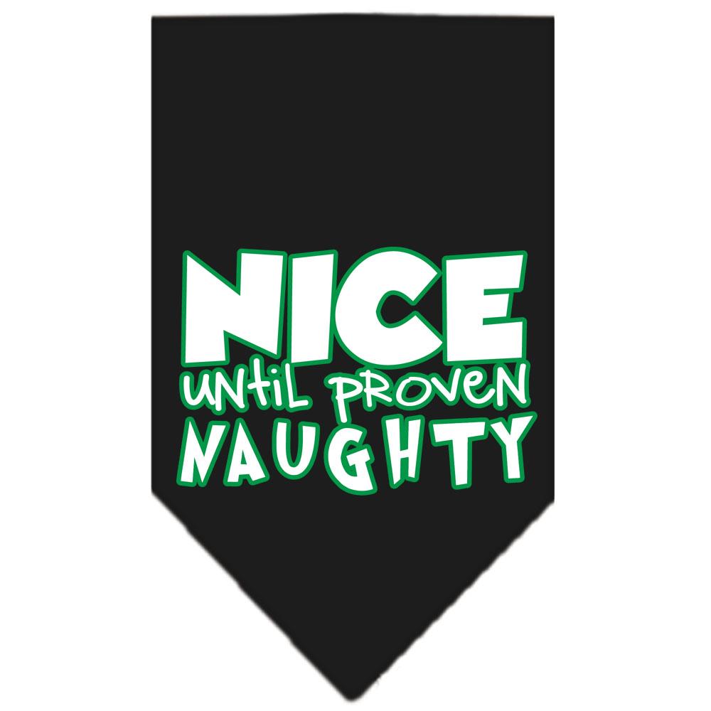 Nice Until Proven Naughty Screen Print Pet Bandana Black Size Large