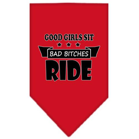 Bitches Ride Screen Print Bandana Red Large