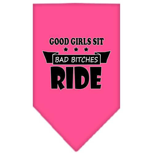 Bitches Ride Screen Print Bandana Bright Pink Small