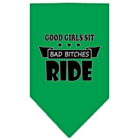 Bitches Ride Screen Print Bandana Emerald Green Small