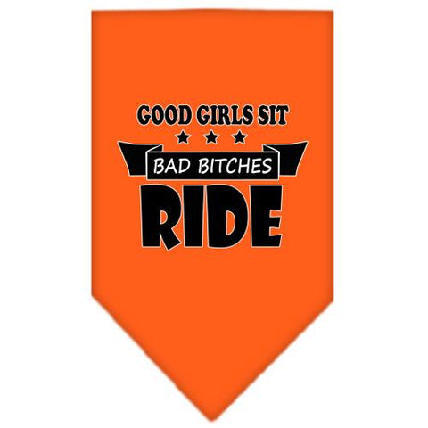 Bitches Ride Screen Print Bandana Orange Small