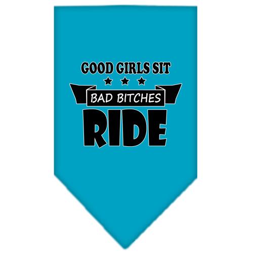 Bitches Ride Screen Print Bandana Turquoise Small