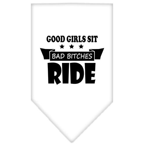 Bitches Ride Screen Print Bandana White Small