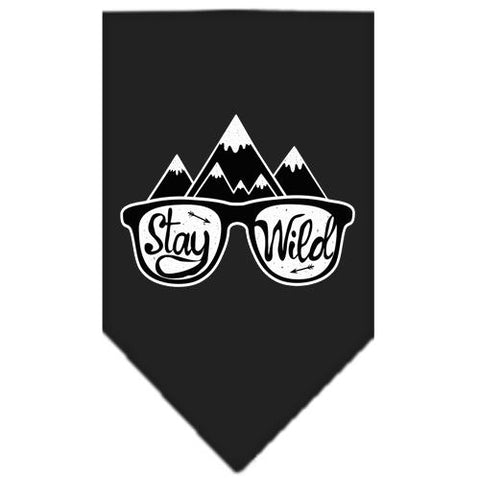 Stay Wild Screen Print Bandana Black Large