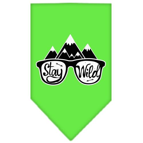 Stay Wild Screen Print Bandana Lime Green Large