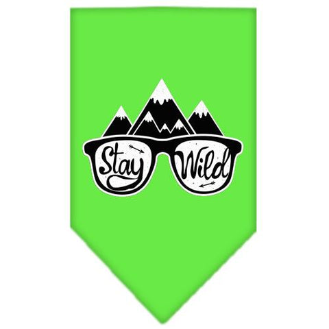 Stay Wild Screen Print Bandana Lime Green Large