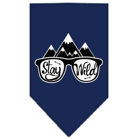 Stay Wild Screen Print Bandana Navy Blue Large