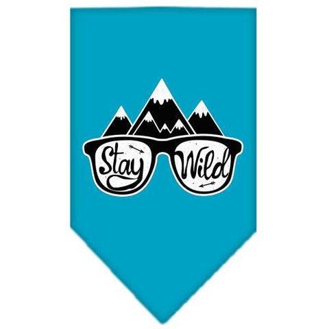 Stay Wild Screen Print Bandana Turquoise Large