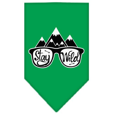 Stay Wild Screen Print Bandana Emerald Green Small