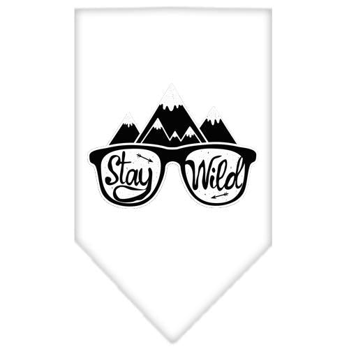 Stay Wild Screen Print Bandana White Small