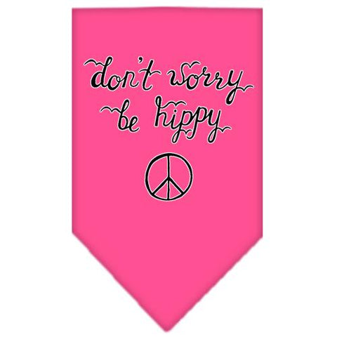 Be Hippy Screen Print Bandana Bright Pink Large