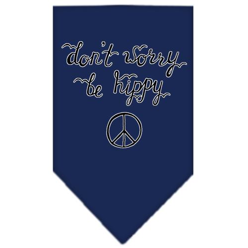 Be Hippy Screen Print Bandana Navy Blue Large