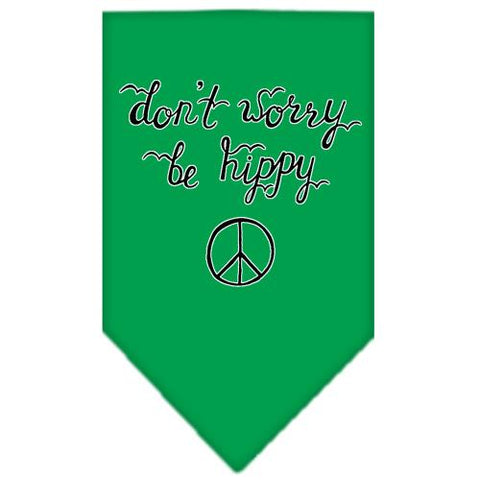 Be Hippy Screen Print Bandana Emerald Green Small