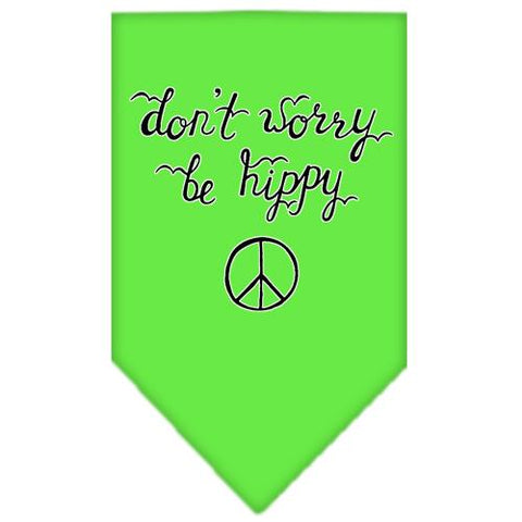 Be Hippy Screen Print Bandana Lime Green Small