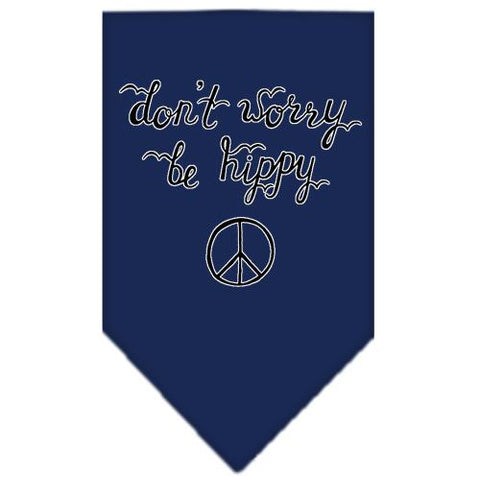 Be Hippy Screen Print Bandana Navy Blue Small