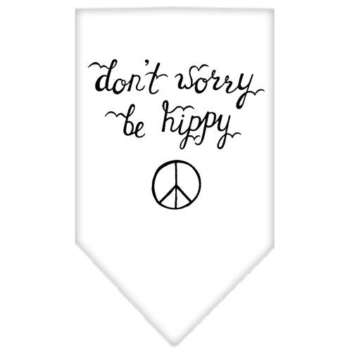 Be Hippy Screen Print Bandana White Small