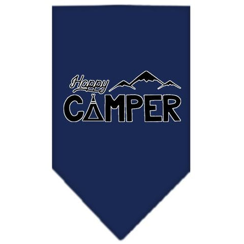 Happy Camper Screen Print Bandana Navy Blue Small