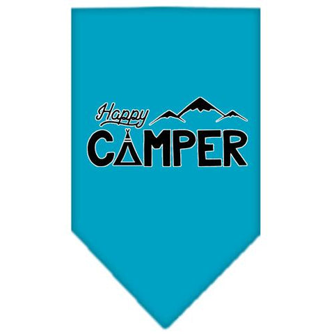 Happy Camper Screen Print Bandana Turquoise Small