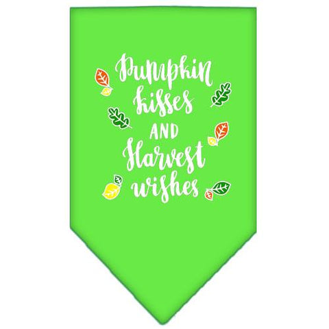 Pumpkin Kisses Screen Print Bandana Lime Green Large