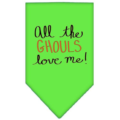 All The Ghouls Screen Print Bandana Lime Green Small