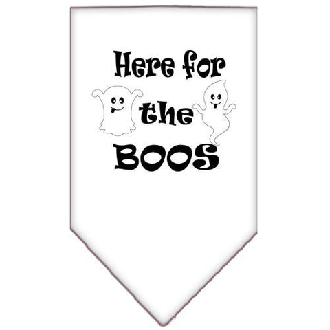 Here For The Boos Screen Print Bandana White Large