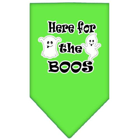 Here For The Boos Screen Print Bandana Lime Green Small