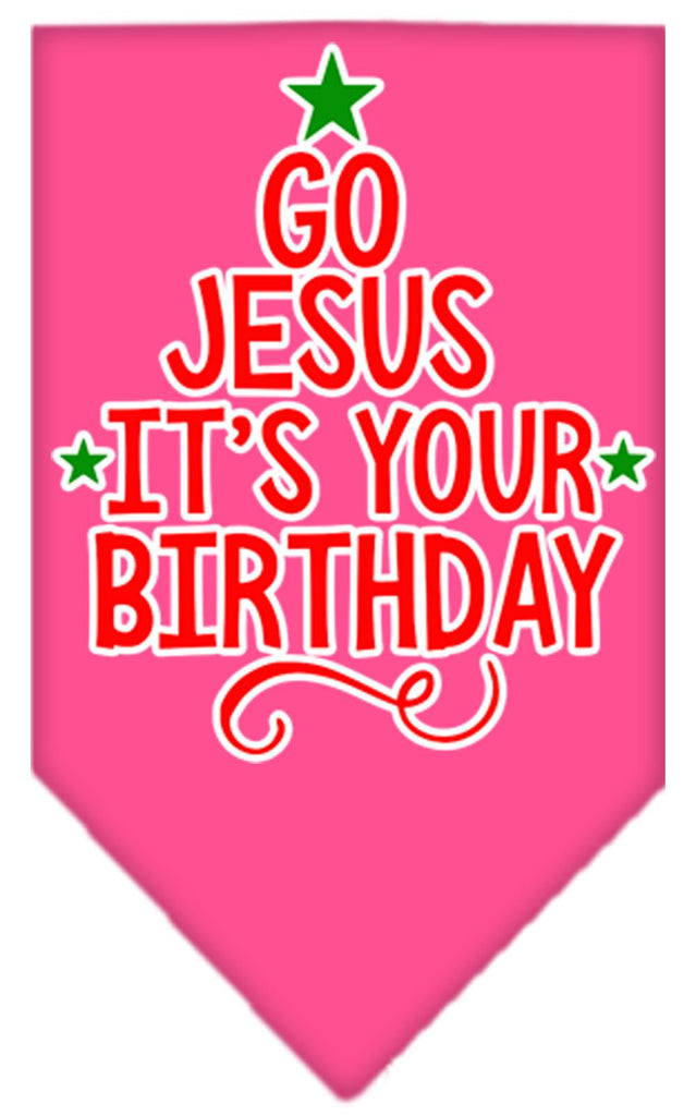 Go Jesus Screen Print Bandana Bright Pink Small