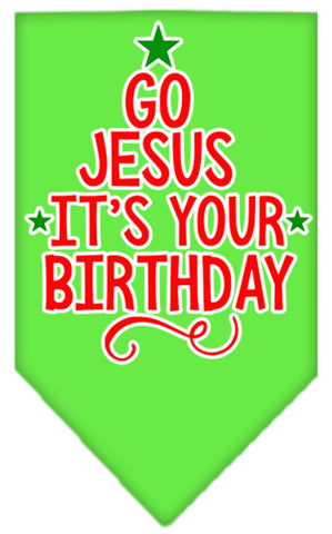 Go Jesus Screen Print Bandana Lime Green Small