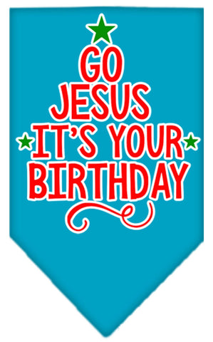 Go Jesus Screen Print Bandana Turquoise Small