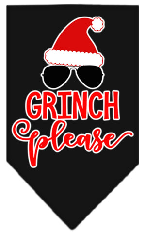 Grinch Please Screen Print Bandana Black Large