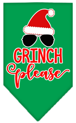 Grinch Please Screen Print Bandana Emerald Green Large