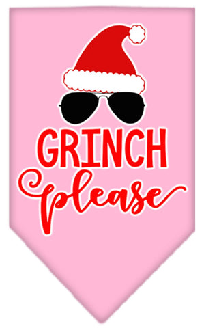 Grinch Please Screen Print Bandana Light Pink Large