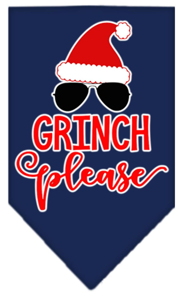 Grinch Please Screen Print Bandana Navy Blue Large