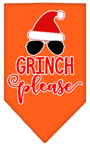 Grinch Please Screen Print Bandana Orange Large