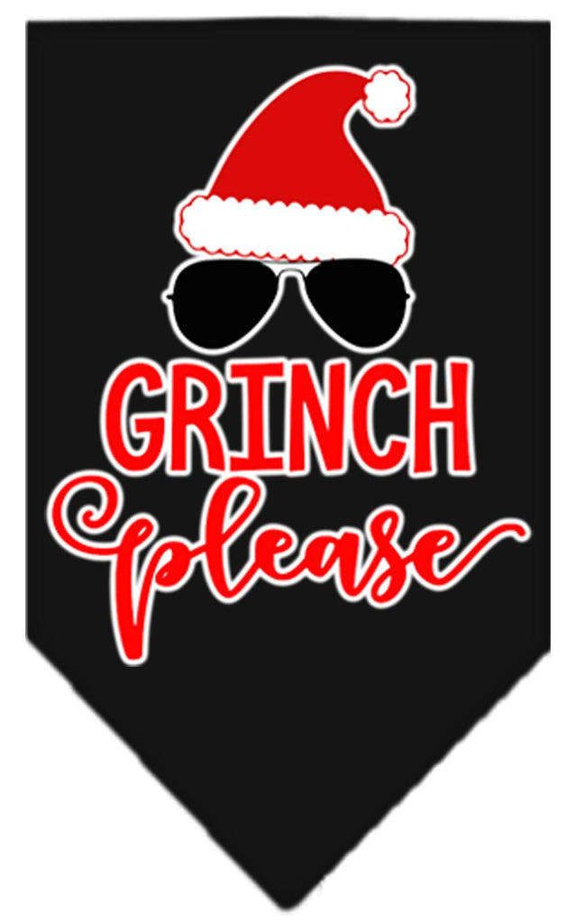 Grinch Please Screen Print Bandana Black Small