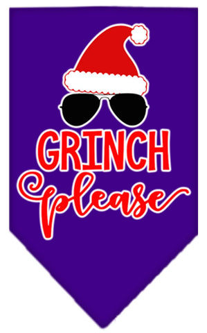 Grinch Please Screen Print Bandana Purple Small