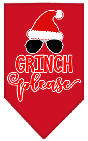 Grinch Please Screen Print Bandana Red Small