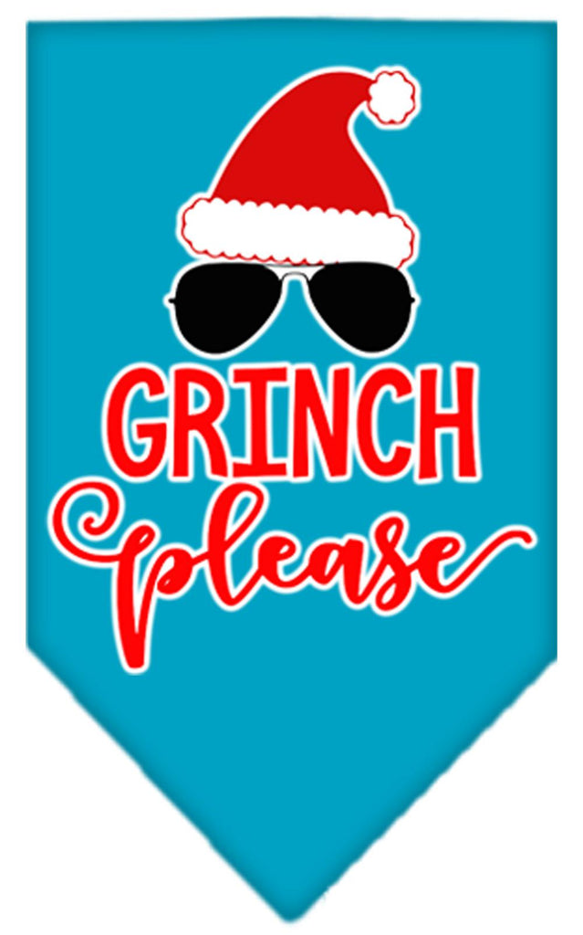 Grinch Please Screen Print Bandana Turquoise Small